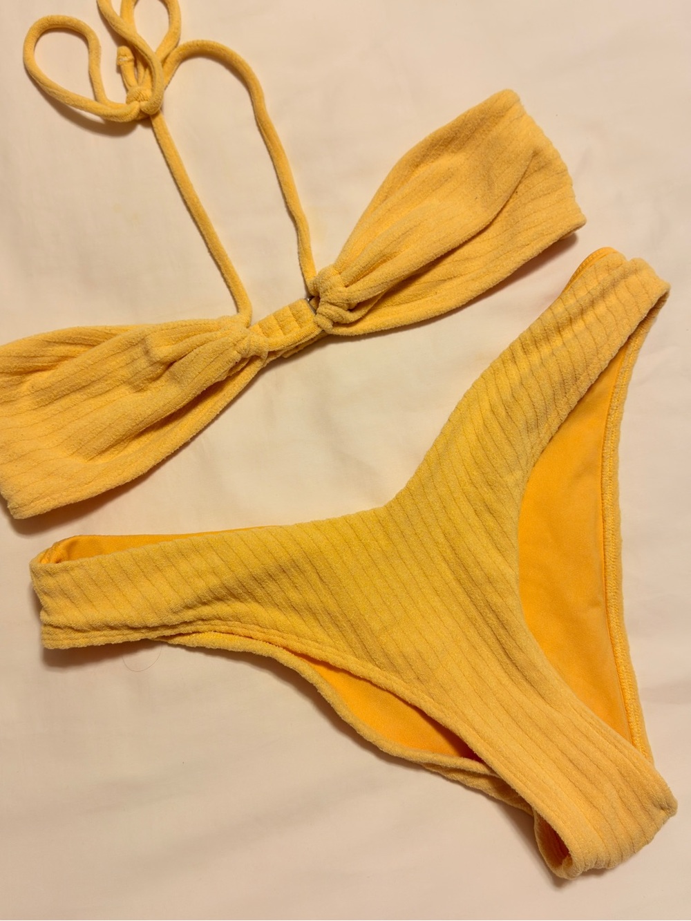 Abercrombie & Fitch Yellow Ribbed Two-Piece Bikini Set